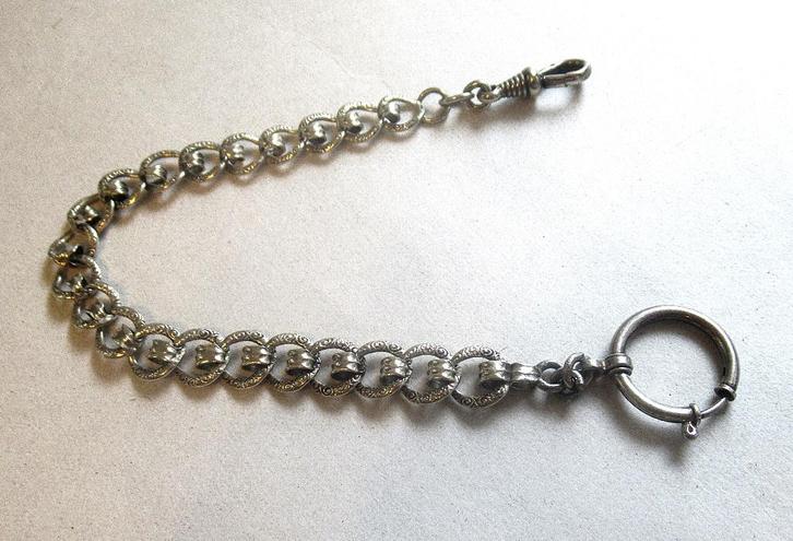 Antieke Junghans Stijl zilveren zakhorloge ketting., Antiek en Kunst, Antiek | Klokken, Ophalen of Verzenden