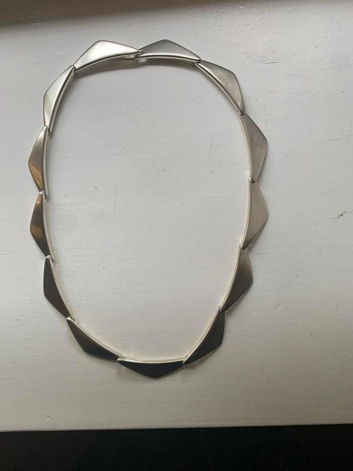 Georg Jensen Zilveren “Peak” choker, Sieraden, Tassen en Uiterlijk, Kettingen, Zo goed als nieuw, Zilver, Ophalen of Verzenden