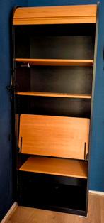 Secretaire Rolkast met Bureauplank - Zwart & Houtkleurig, Ophalen, Overige materialen, Gebruikt, Met klep(pen)