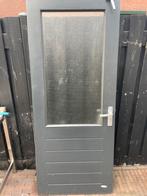 Grijze Buitendeur met Glas, Gebruikt, 80 tot 100 cm, Ophalen of Verzenden, 200 tot 215 cm