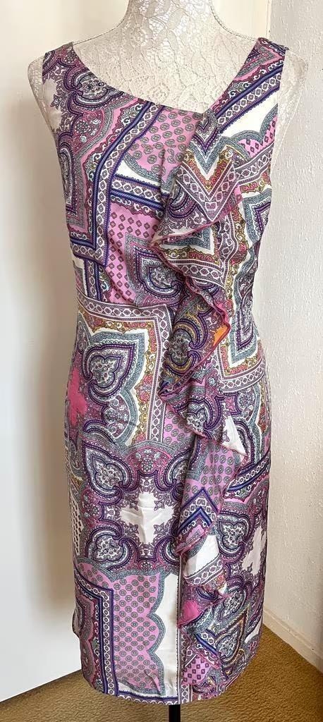 Comma zijden jurk maat 42[v], Kleding | Dames, Jurken, Zo goed als nieuw, Maat 42/44 (L), Knielengte, Ophalen of Verzenden