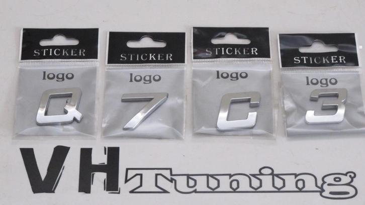 3D logo letters chroom, zelfklevend, merk sticker, Auto diversen, Tuning en Styling, Ophalen of Verzenden