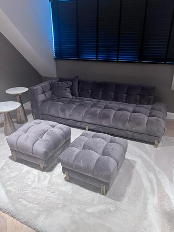 Eichholtz Lounge Sofa ‘Sienna' - Grey Velvet - left -design  beschikbaar voor biedingen