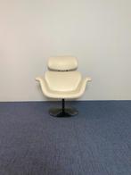2 x Design draaifauteuil Artifort Big Tulip - wit leder, Ophalen, Gebruikt, 75 tot 100 cm, Metaal