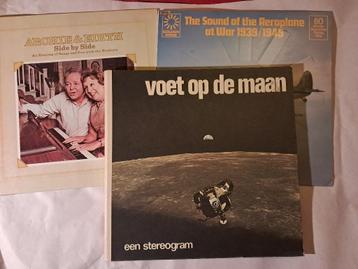 Drie lp's, Apollo 11, Archie Bunker, vliegtuigen WW2 beschikbaar voor biedingen