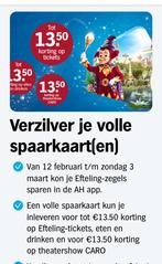 Gratis Efteling spaarkaarten Albert Heijn, Kortingsbon, Pretpark, Drie personen of meer