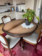 Wortelnoten  houten eetkamertafel met 4 stoelen, Antiek en Kunst, Antiek | Meubels | Tafels, Ophalen