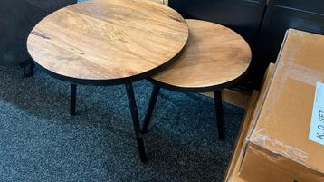 Salontafel set 2 delig massief Mango rond NIEUW beschikbaar voor biedingen