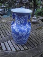 apart patroon blauwe keramiek vaas met oren, Antiek en Kunst, Ophalen of Verzenden