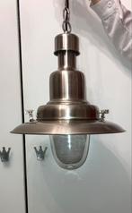 Industriële Hanglamp Metaal met glas, Ophalen of Verzenden, Gebruikt, Metaal, Minder dan 50 cm