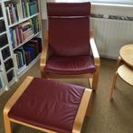 Stoel met voetenbank, Huis en Inrichting, Stoelen, Ophalen, Gebruikt, Leer, Eén