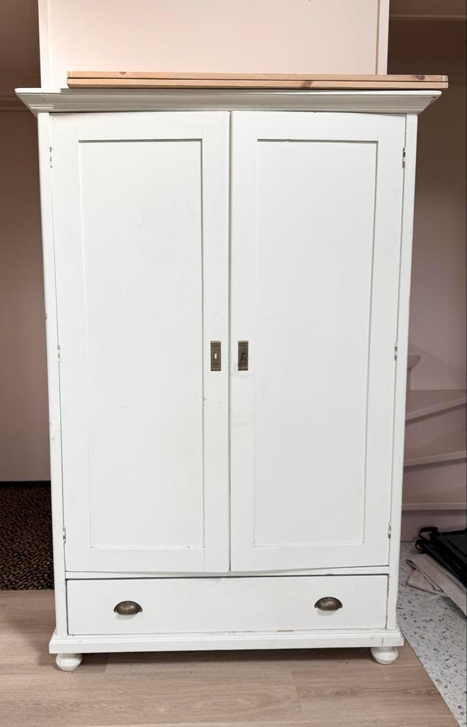 Vintage Linnenkast - Wit, Huis en Inrichting, Kasten | Kledingkasten, Gebruikt, 150 tot 200 cm, 100 tot 150 cm, 50 tot 75 cm, Met lade(s)