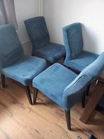 4 Blauwe Leen Bakker Eetkamerstoelen, Huis en Inrichting, Ophalen, Blauw, Hout, Vier