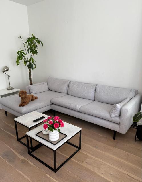 Lichtgrijze 3-zits hoekbank, 3-seat sofa with chaise lounge, Huis en Inrichting, Banken | Bankstellen, Zo goed als nieuw, Hoekbank