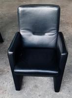 6 eetkamerstoelen zwart leer , samen voor 50, Huis en Inrichting, Stoelen, Gebruikt, Zwart, Leer, Ophalen of Verzenden
