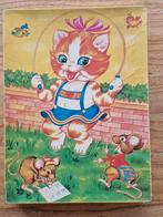 Houten puzzel poes/kat 35 stukjes, Ophalen of Verzenden, 10 tot 50 stukjes, Gebruikt