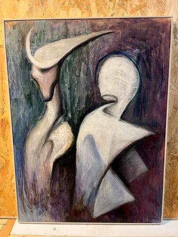 Abstract Schilderij op Hardboard - 72,5 x 55 cm beschikbaar voor biedingen