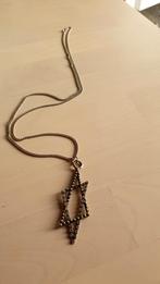 Zilveren art deco ketting met hanger Davidster., Met hanger, Verzenden, Zo goed als nieuw, Zilver