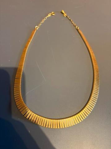 Vintage vergulde halsketting Jubearl brede flexibele schakel beschikbaar voor biedingen