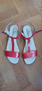 Rode leren dames sandaaltjes, maat 41 Geo Reino, Ophalen of Verzenden, Zo goed als nieuw, Rood, Sandalen of Muiltjes