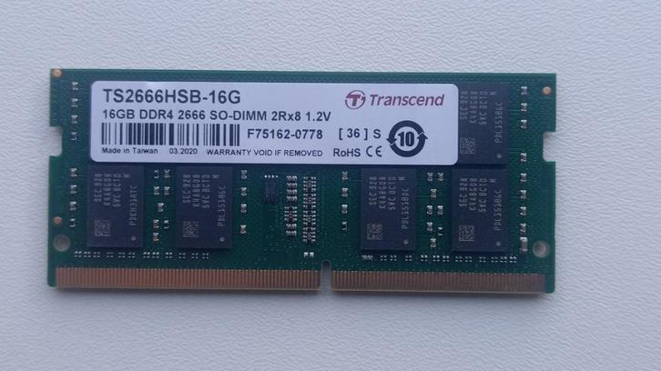 16GB DDR4 PC4-21300 2666Mhz laptop memory, Computers en Software, RAM geheugen, Zo goed als nieuw, Laptop, 16 GB, DDR4, Verzenden