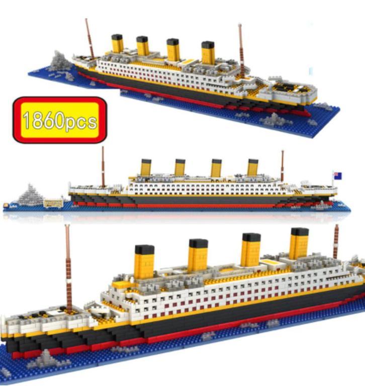 Nano blocks, Titanic, Schip, 1860 steentjes, cadeau, Hobby en Vrije tijd, Modelbouw | Figuren en Diorama's, Nieuw, 1:50 of kleiner