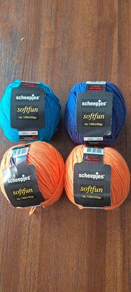 Scheepjes Softfun Wol - 4 Bollen, Hobby en Vrije tijd, Breien en Haken, Nieuw, Breien of Haken, Wol of Garen, Ophalen of Verzenden
