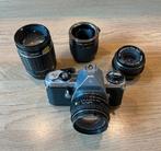Pentax ME, 1.7/50mm, 2.8/28mm, 2,8/135mm, macro converter, Ophalen of Verzenden, Gebruikt, Spiegelreflex, Pentax