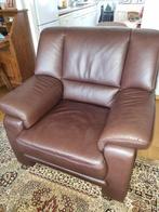Lederen Fauteuil en Bankstel - Gebruikt, Huis en Inrichting, Fauteuils, Ophalen, Gebruikt, Leer, 75 tot 100 cm