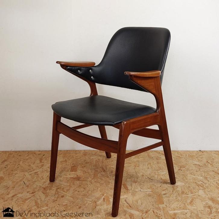 Mid century design stoel Pynock Wierden, Huis en Inrichting, Stoelen, Zo goed als nieuw, Eén, Hout, Overige materialen, Zwart