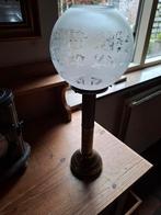 DINNER lamp met veer en kaars dinnerlamp, Huis en Inrichting, Lampen | Hanglampen, Ophalen, Gebruikt, Glas, Minder dan 50 cm