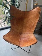 Cognac leren vlinderstoel, Bruin, Ophalen of Verzenden, Zo goed als nieuw, Metaal