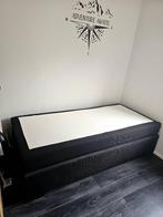 Boxspring, Ophalen, 90 cm, Eenpersoons, Zwart