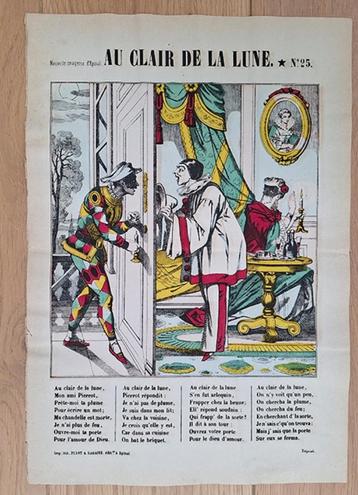 Centsprent EPINAL Au claire de la lune - pierrot beschikbaar voor biedingen