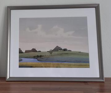 Aquarel-prent SCHAGEN (Terp Avendorp) door Gerrit Neven beschikbaar voor biedingen