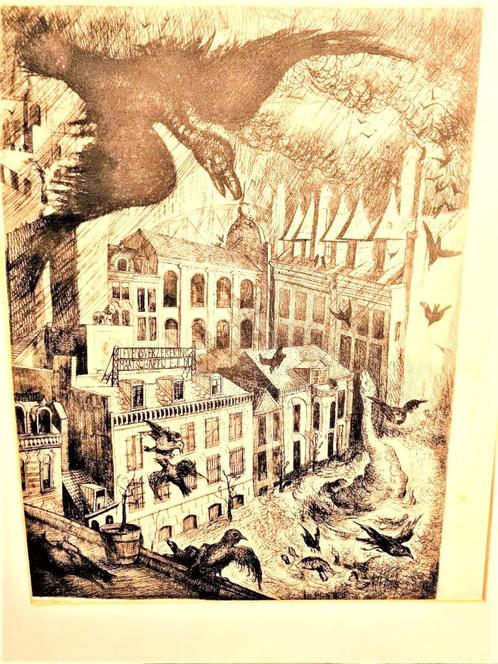 Pentekening, Jacobus Marie Prange, Antiek en Kunst, Kunst | Etsen en Gravures, Ophalen