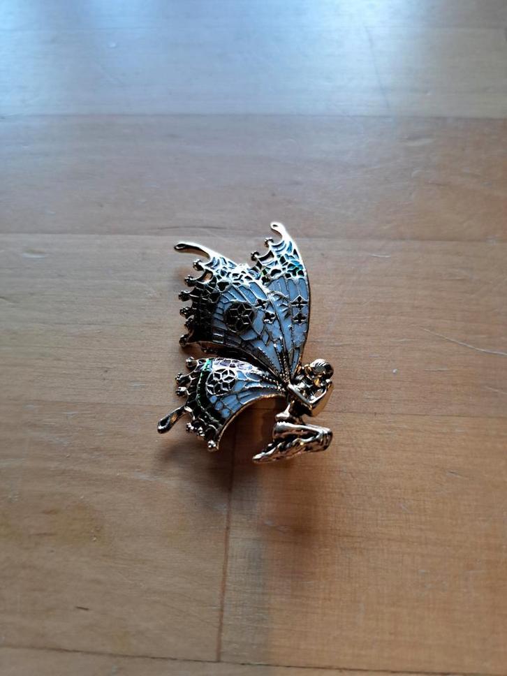 Schitterende Elfen Broche, Sieraden, Tassen en Uiterlijk, Broches, Zo goed als nieuw, Overige materialen, Goud, 4 tot 7 cm, Met strass