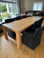 Eettafel plus 6 stoelen, Huis en Inrichting, Ophalen, Eikenhout, 200 cm of meer, 50 tot 100 cm