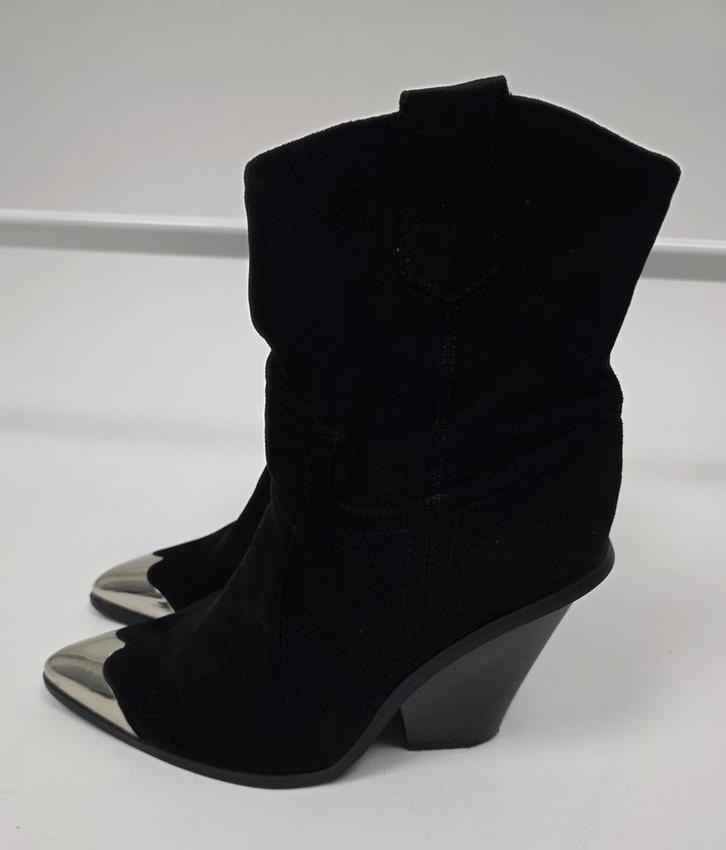 Zwarte Cowboy Enkellaarzen met Zilver - Maat 36, Kleding | Dames, Schoenen, Gedragen, Lage of Enkellaarzen, Zwart, Verzenden