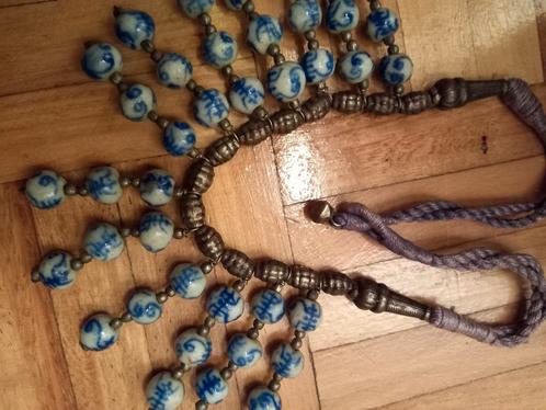 Oosterse ketting porseleinen kralen/metaal, Antiek en Kunst, Antiek | Overige Antiek, Ophalen of Verzenden