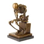 De Denker Beeld Skelet - Bronzen Kunst Sculptuur - DSXT-126, Antiek en Kunst, Kunst | Beelden en Houtsnijwerken, Verzenden