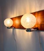 Set van 2 vintage wandlampen chroom & kristalglas ‘60, Verzenden, Zo goed als nieuw, Glas, Vintage retro buisframe design rotan webbing papercord