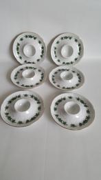 Eierschaaltjes rond groen bloemprint gouden rand brocant, Huis en Inrichting, Ophalen, Zo goed als nieuw