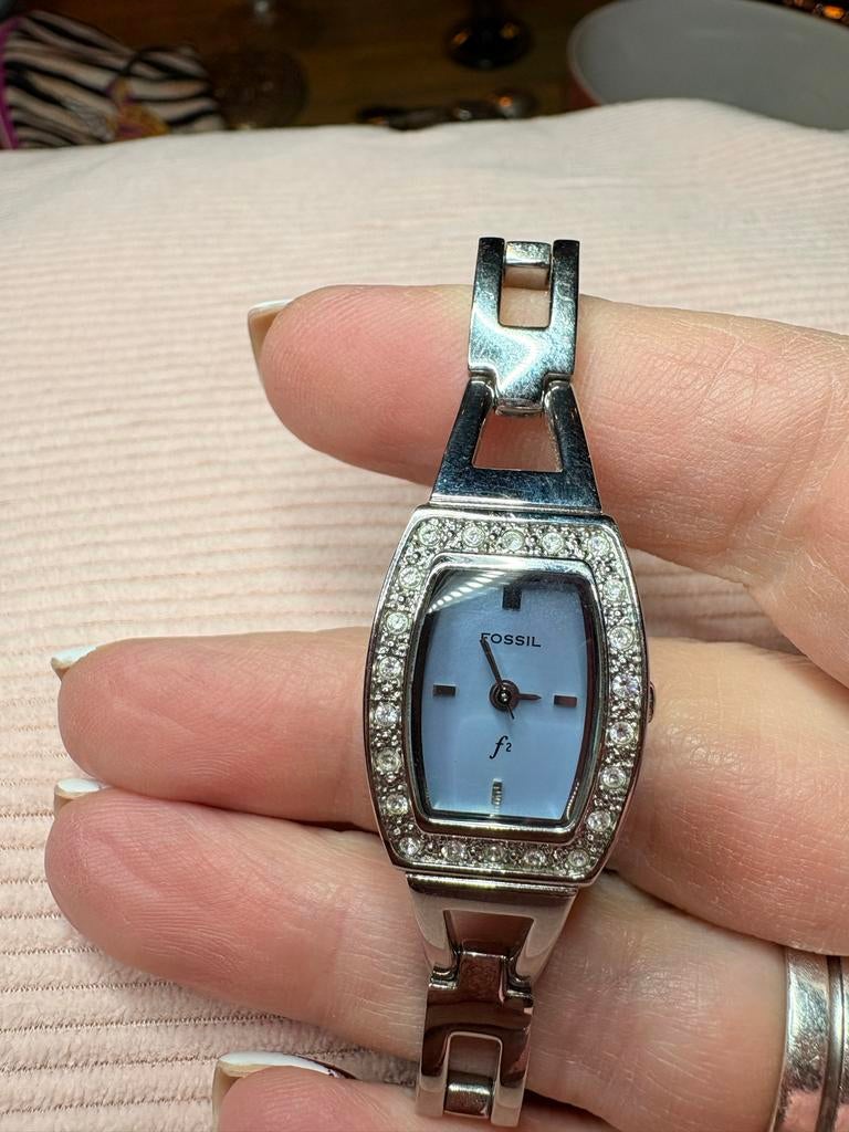 Fossil F2 Dameshorloge ES-9723 - Stalen band met Strass, Sieraden, Tassen en Uiterlijk, Horloges | Dames, Gebruikt, Polshorloge
