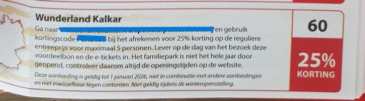 Wunderland Kalkar 25% kortingsbon, Tickets en Kaartjes, Recreatie | Pretparken en Attractieparken, Drie personen of meer, Kortingskaart