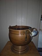 3 antieke koperen ketels/emmers met porseleine handvaten, Ophalen of Verzenden