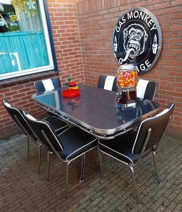 FIFTIES SIXTIES AMERIKAANSE BEL AIR DINER STOELEN MET TAFEL  beschikbaar voor biedingen