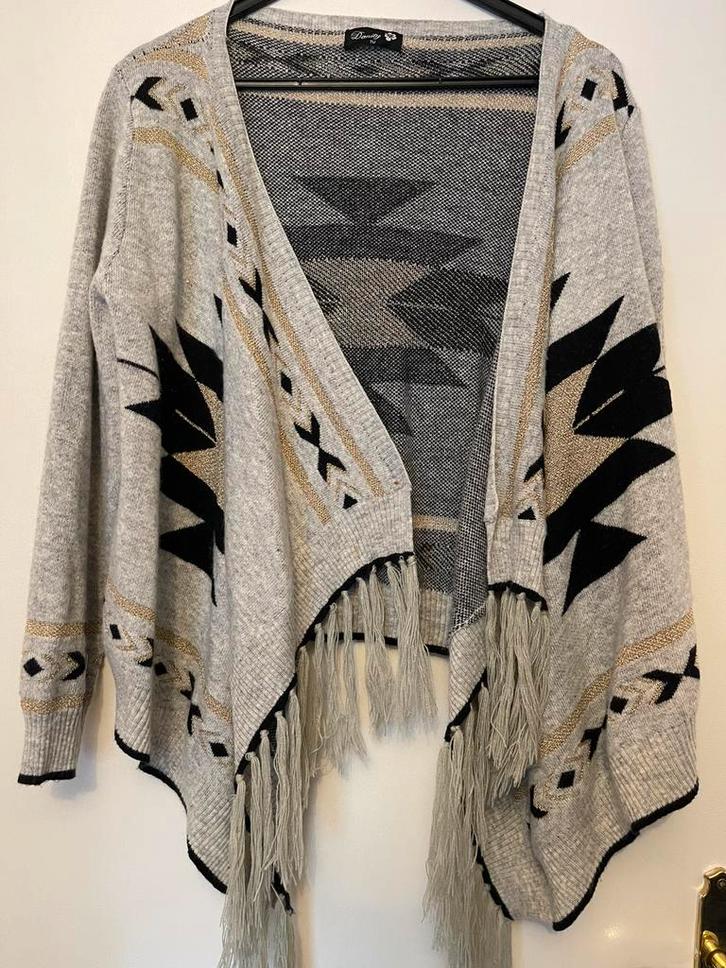 zgan! Prachtig boho vest mt 38/42, Kleding | Dames, Truien en Vesten, Zo goed als nieuw, Zwart, Ophalen of Verzenden