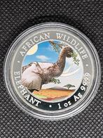 AFRICAN WILDLIFE ELEPHANT GEKLEURD 2023 1 OUNCE 999 ZILVER, Ophalen of Verzenden, Zilver