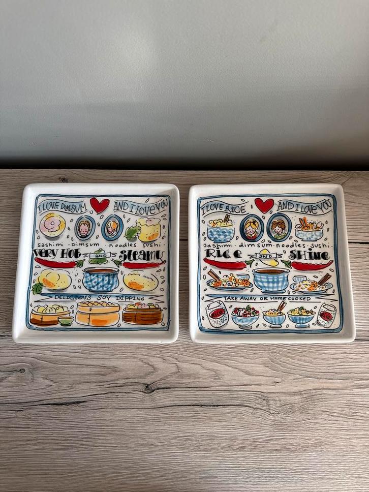 2 Blond Amsterdam Sushi Bordjes - Asia with Love, Huis en Inrichting, Keuken | Servies, Zo goed als nieuw, Blond Amsterdam, Ophalen of Verzenden